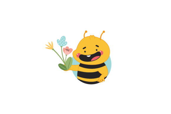 Bee Animal and Flowers Svg: Graphics for Illustrations