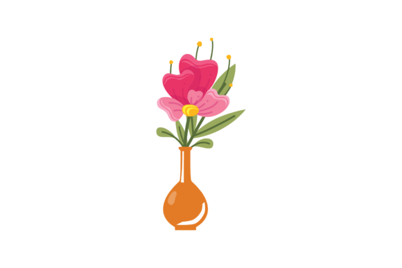 Blooming Flowers Grow in Vases Svg for Graphics & Illustrations