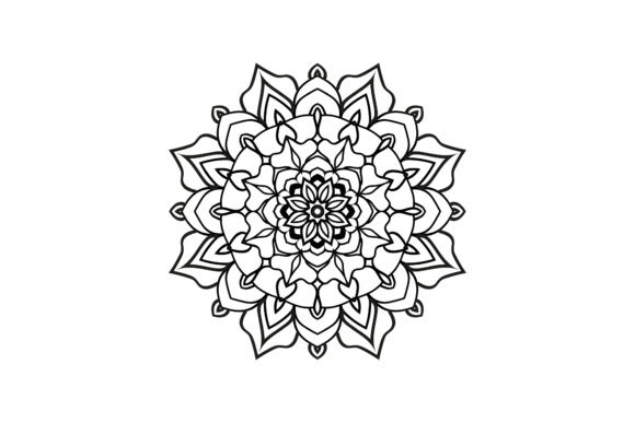 Flowers Mandala Black Svg for Graphics and Illustrations