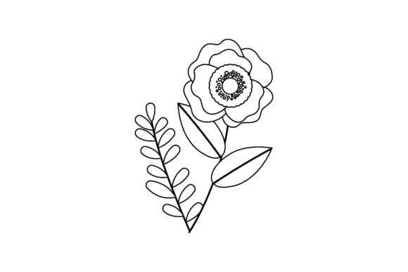 Orange Flowers Illustrations Line Style Graphics and Freebies