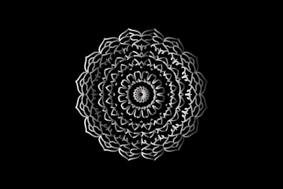 Silver Mandala Flowers Illustration for Modern Graphics