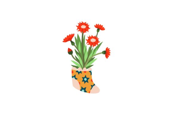 Spring or Summer Socks with Flowers: Fresh Graphics for Illustrations